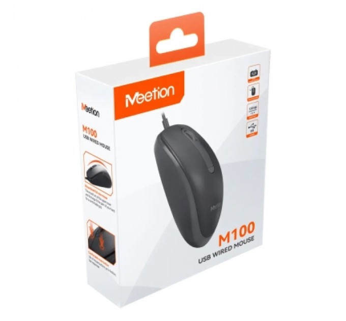 Meetion Мишка Meetion M100 USB Black (MT-M100-A)