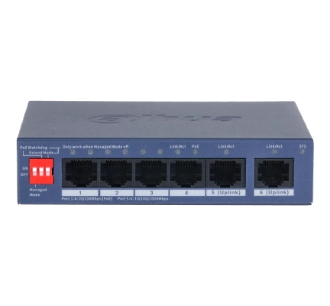 Dahua Комутатор мережевий Dahua DH-CS4006-4ET2GT-36 PoE