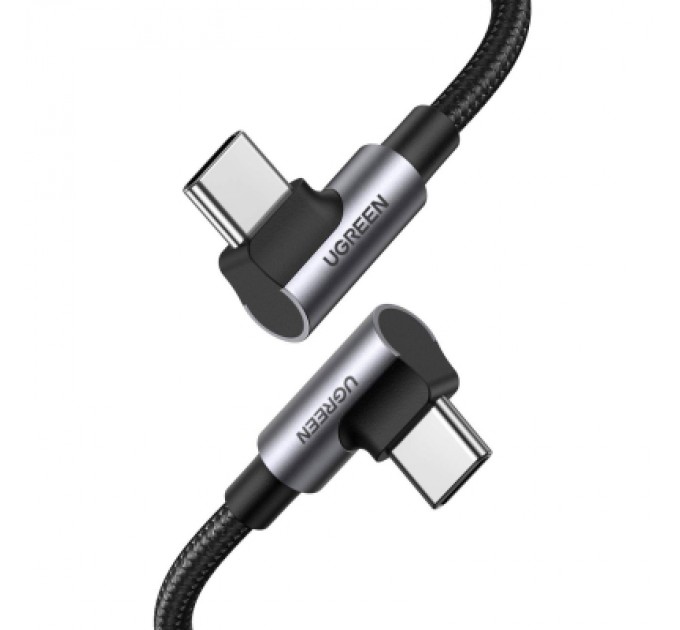 Ugreen Дата кабель USB-C to USB-C 1.0m 100W (20V/5A) 90° corner braided black Ugreen (70696)