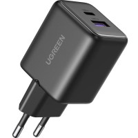 Зарядний пристрій Ugreen USB + USB-C GaN 30W X516 black (65014)