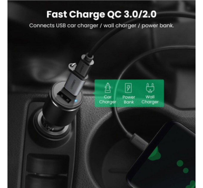 Ugreen Перехідник USB 3.0 AM to USB-C F gray Ugreen (50533)