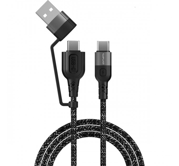 4smarts Кабель 4smarts 310 USB + USB Type-C - USB Type-C (M/M), 1.5 м, Black (4250774954856)