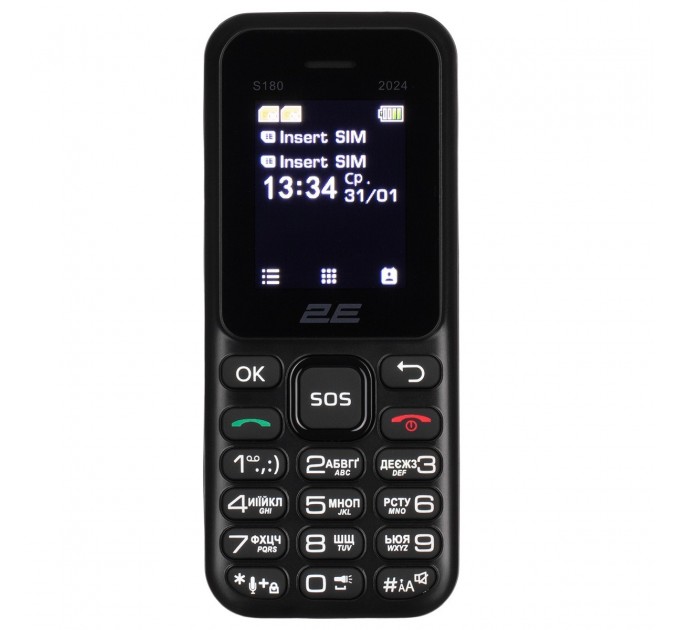 2E Мобiльний телефон 2E S180 2024 Black (694743653885)