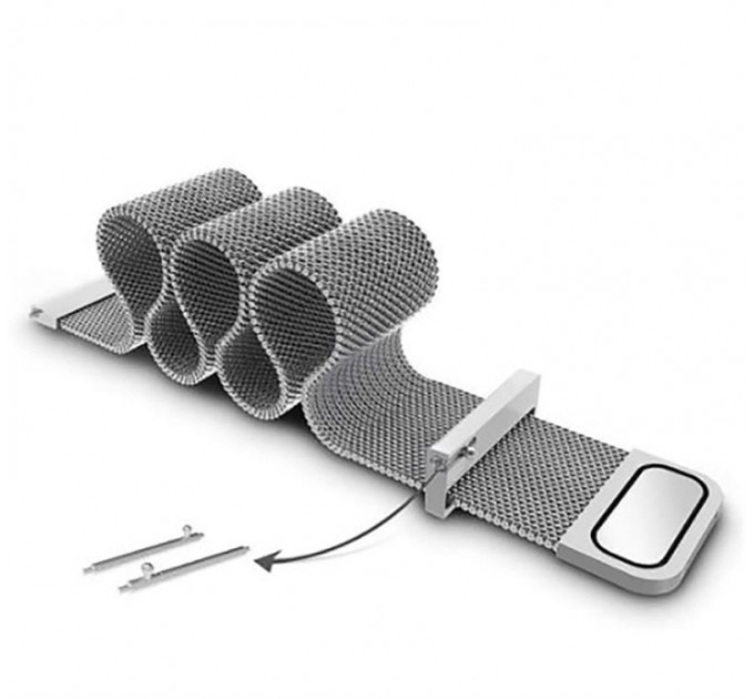 BeCover Ремінець BeCover Milanese Style для Xiaomi Amazfit Bip (20mm) Lite/Bip S Lite/GTR 42mm/GTS/TicWatch S2/TicWatch E/GTS 3/GTS 2 mini Silver (707683)