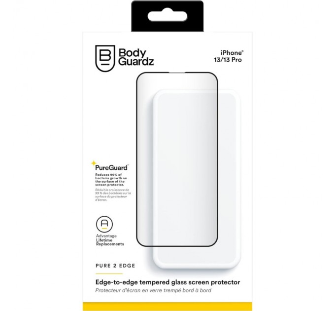 BodyGuardz Захисне скло BodyGuardz Pure 2 Edge для Apple iPhone 13 / iPhone 13 Pro / iPhone 14 Black (SGGCM-APH61-9HG)