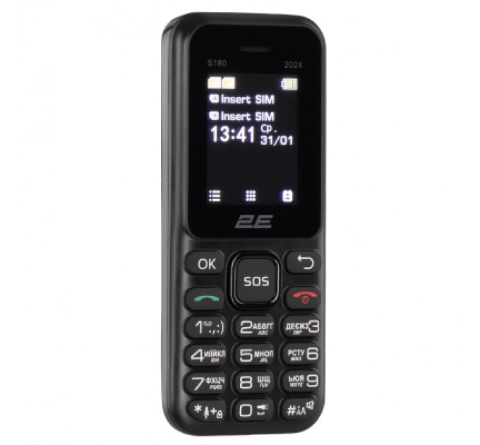 2E Мобільний телефон 2E S180 2024 Black (694743653885)