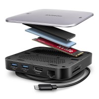 Хаб концентратор AXAGON HMC-UFO USB-C 10Gbps UFO 9in1 hub, Grey