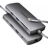 Хаб концентратор AXAGON HMC-8HLSA USB-C 5Gbps 9in1 hub, Grey