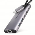 AXAGON Хаб концентратор AXAGON HMC-6G2L USB-C 10Gbps 6in1 hub, Grey