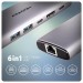 AXAGON Хаб концентратор AXAGON HMC-6G2L USB-C 10Gbps 6in1 hub, Grey