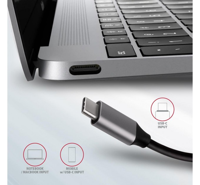 AXAGON Хаб концентратор AXAGON HMC-6M2 SuperSpeed USB-C COMBO 6in1 hub, Grey