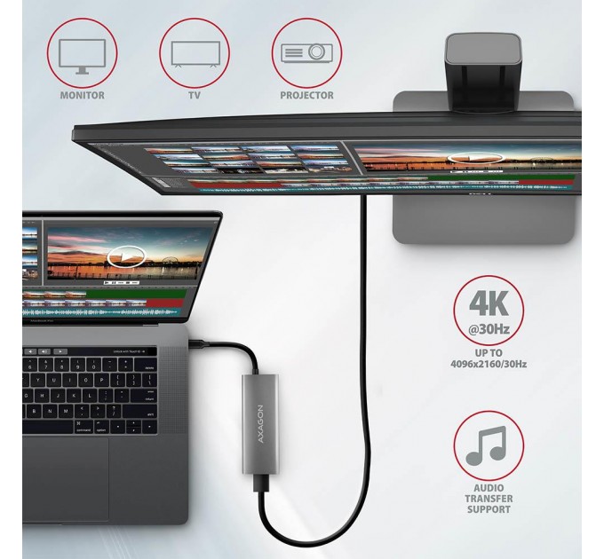 AXAGON Хаб концентратор AXAGON HMC-5G2 USB-C 10Gbps SPEEDSTER 5in1 hub (rev2.0), Grey