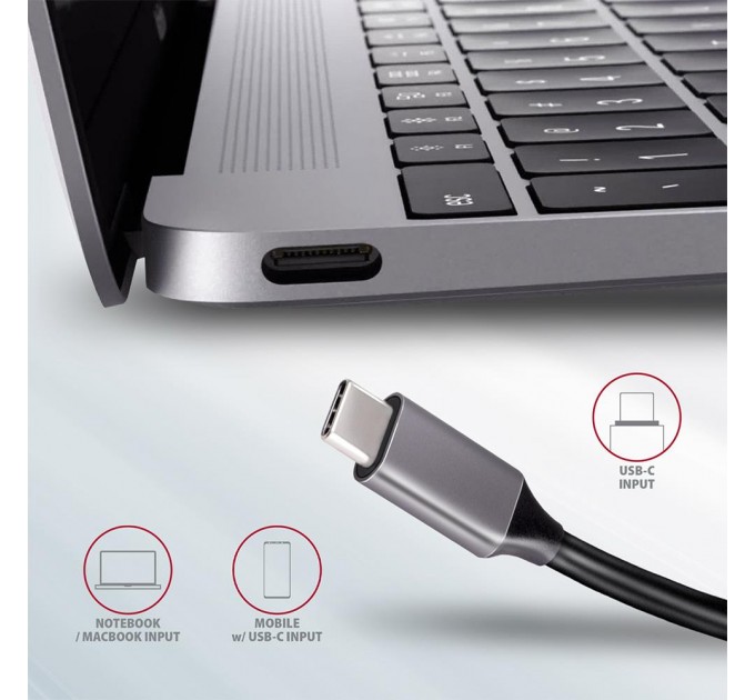 AXAGON Хаб концентратор AXAGON HMC-5 SuperSpeed USB-C COMBO 5in1 hub, Grey
