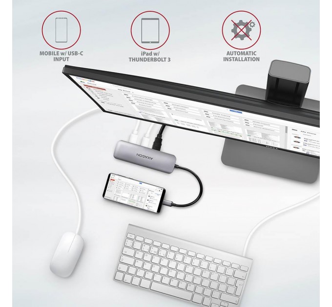 AXAGON Хаб концентратор AXAGON HMC-5 SuperSpeed USB-C COMBO 5in1 hub, Grey