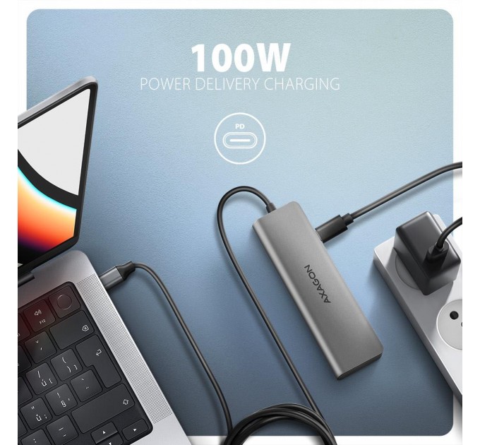AXAGON Хаб концентратор AXAGON HMC-5H USB-C 5Gbps 5in1 hub, Grey