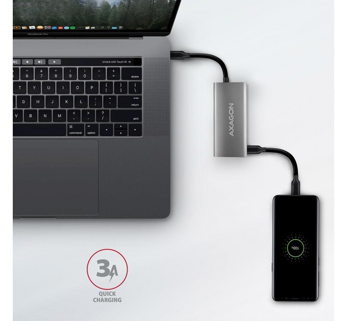 AXAGON Хаб концентратор  AXAGON HMC-4G2 SuperSpeed ​​USB-C 10 Gbps SPEEDSTER 4, Grey