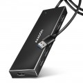 AXAGON Хаб AXAGON HUE-F7A SuperSpeed USB-A FLAT hub, 1m USB-A cable, Black