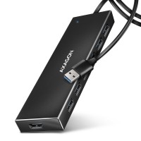 Хаб AXAGON HUE-F7A SuperSpeed USB-A FLAT hub, 1m USB-A cable, Black