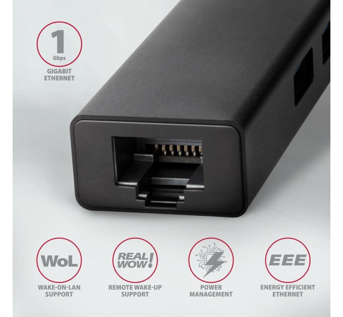 AXAGON Хаб концентратор AXAGON HMC-GL3A SuperSpeed USB-C hub + gigabit LAN