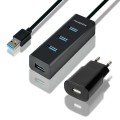 AXAGON Хаб AXAGON HUE-S2BP USB3.0 CHARGING hub, 1.2m Cable, MicroUSB Charging, Black