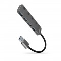 AXAGON Хаб AXAGON HUE-MSA SuperSpeed USB-A SWITCH hub w. CHARGING function, 20cm USB-A cable, Silver