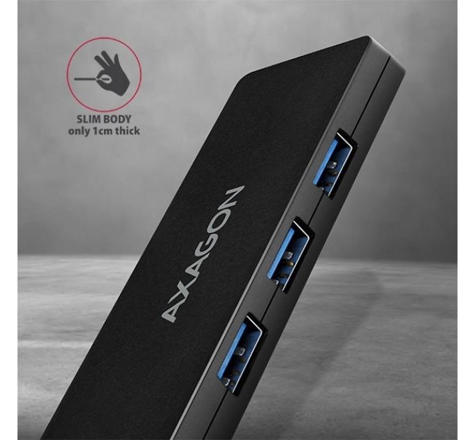 AXAGON Хаб AXAGON HUE-G1A SuperSpeed USB SLIM hub, cable 14cm Type-A, Black