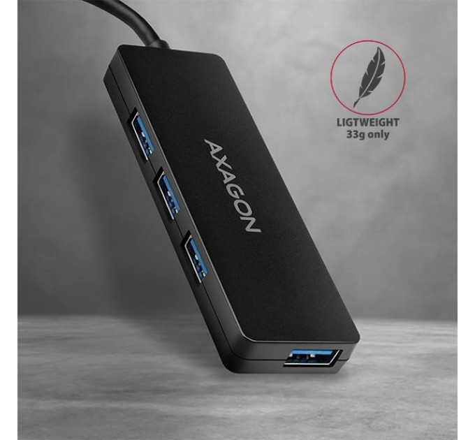 AXAGON Хаб AXAGON HUE-G1A SuperSpeed USB SLIM hub, cable 14cm Type-A, Black