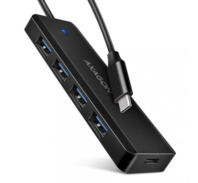 AXAGON Хаб AXAGON HUE-C1C USB-C 5Gbps TRAVEL hub, 20cm Type-C cable, Black