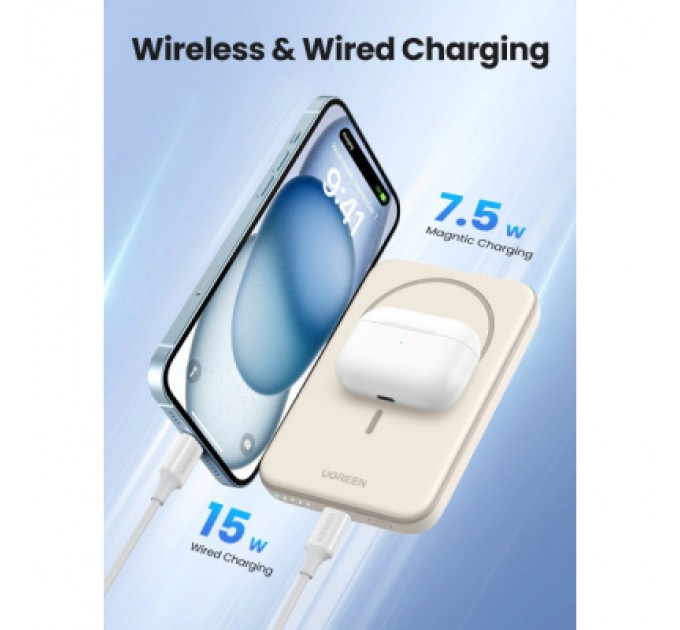 Ugreen Батарея універсальна Ugreen 5000 mAh 15W Magnetic Wireless USB-C In/Out (PB560) (25207)
