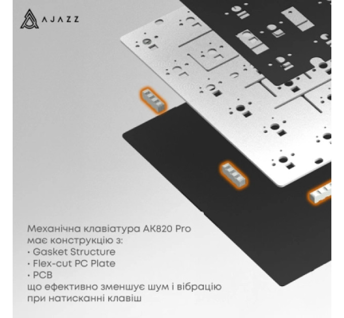 Ajazz Клавіатура Ajazz AK820 Pro Flying Fish Switch Purple RGB USB/Wireless/Bluetooth UA Purple (AK820PRO-FF-PWB)