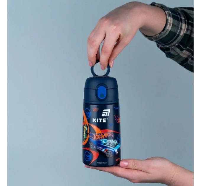 Kite Поїльник-непроливайка Kite Hot Wheels термос з трубочкою 400 мл (HW25-1261)