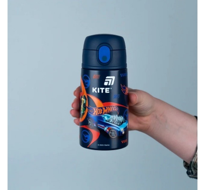 Kite Поїльник-непроливайка Kite Hot Wheels термос з трубочкою 400 мл (HW25-1261)
