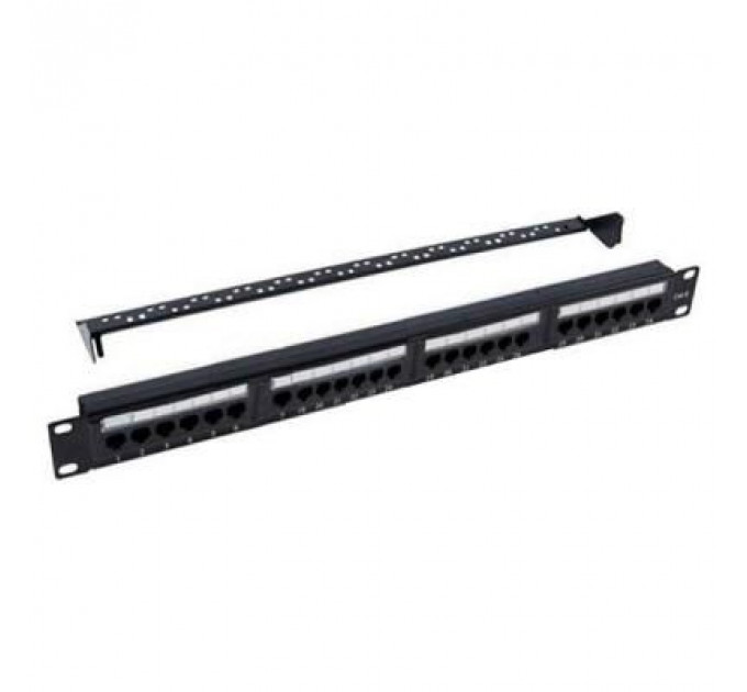 Патч-панель 19" 24xRJ-45 UTP cat.5e, 1U, with cable organizer Kingda (KD-PP07-UTP-C5e-24P)