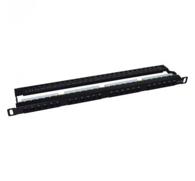Патч-панель 19" 24xRJ-45 UTP cat.5e, 0.5U, with cable organizer Kingda (KD-PP46-UTP-C5e-24P-0.5U)