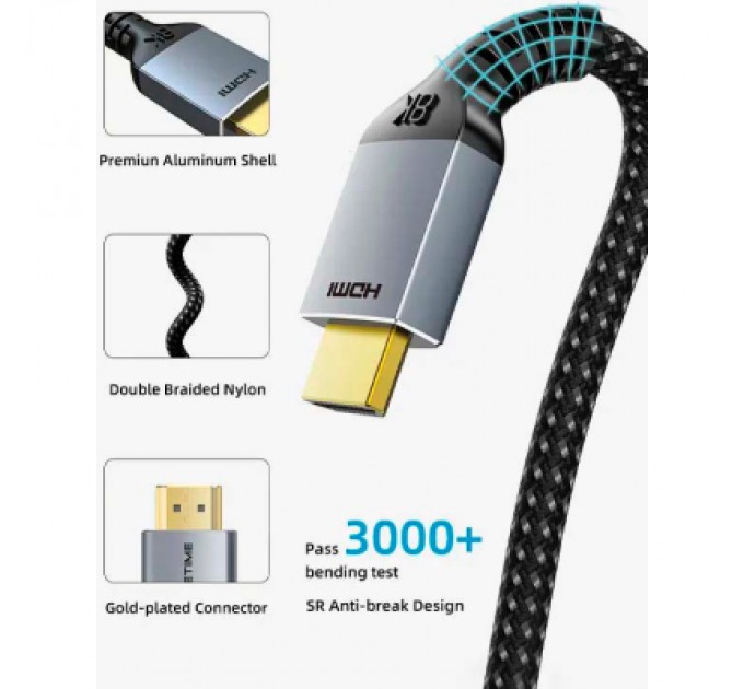 Cabletime Кабель мультимедійний HDMI M to HDMI M 1.0m V2.1 8K60Hz Cabletime (CA915835)