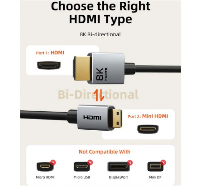 Cabletime Кабель мультимедійний HDMI micro M to HDMI M 0.5m 8K60Hz Cabletime (CA915873)