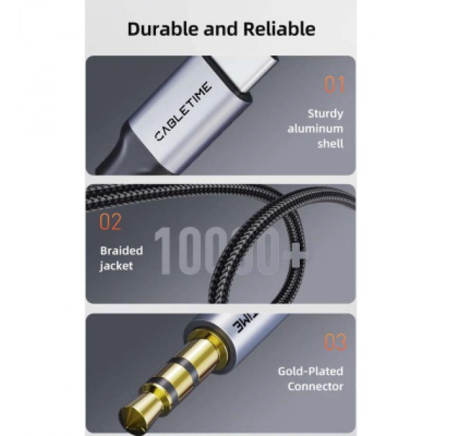 Cabletime Кабель мультимедійний USB-C to 3.5mm M 1.0m Cabletime (CA915767)