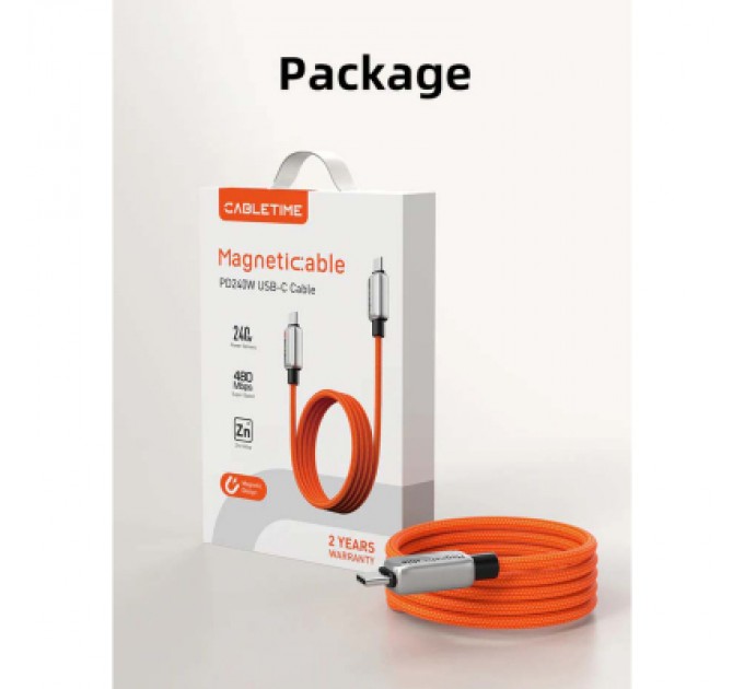 Cabletime Дата кабель USB-C to USB-C 2.0m PD240W magnetic Cabletime (CA915729)