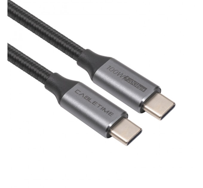 Cabletime Дата кабель USB-C to USB-C 2.0m 100W USB3.1 20Gbps 4K60Hz Cabletime (CA914234)