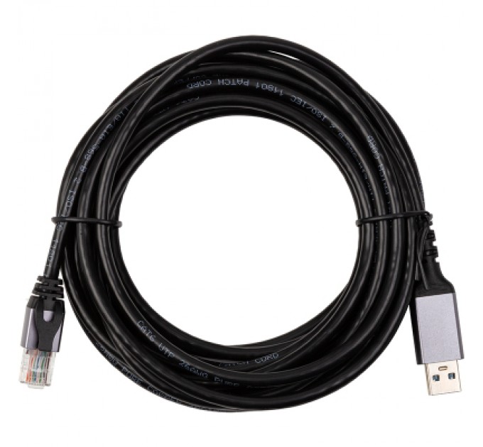 PowerPlant Дата кабель USB AM to RJ45 Ethernet 5.0m CAT6 UTP PowerPlant (CA915002)