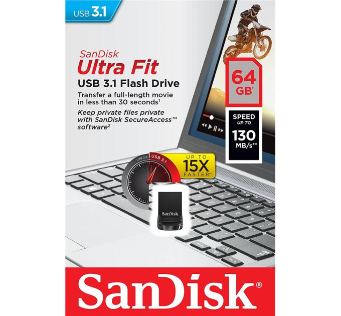 SanDisk USB флеш накопичувач SanDisk 64GB Ultra Fit USB 3.1 (SDCZ430-064G-G46)