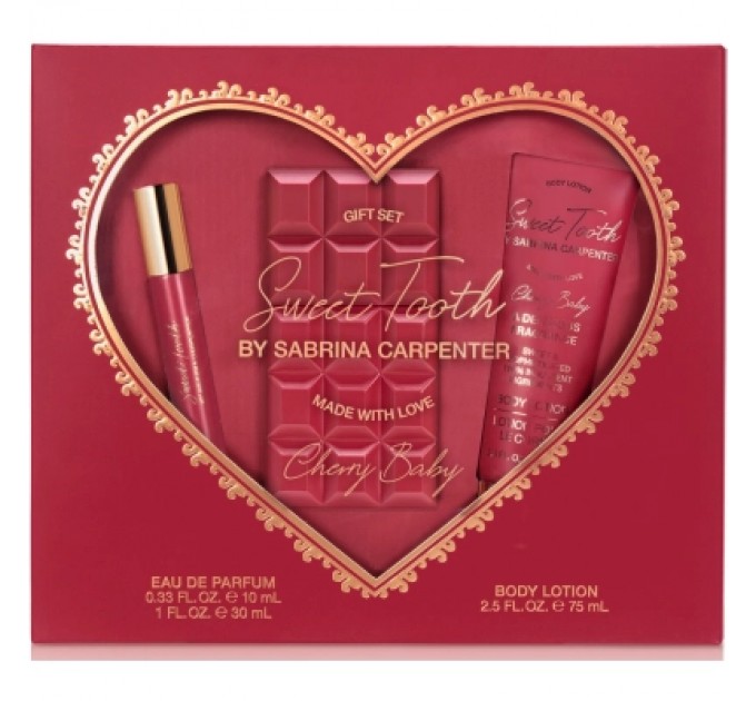 Sabrina Carpenter Набір косметики Sabrina Carpenter Cherry Baby Парфумована вода 30 мл + Мініатюра 10 мл + Лосьйон для тіла 30 мл (810023679271)