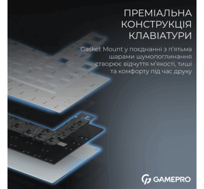 GamePro Клавіатура GamePro Asgard Valhalla Pro MK160B-D-Pro Rainy Switch Wireless/Bluetooth/USB UA Black (MK160B-D-Pro)