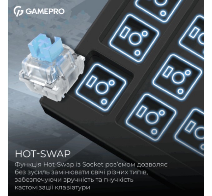GamePro Клавіатура GamePro Asgard Valhalla Pro Rainy Switch Bluetooth/2.4G/USB USB White with display (MK160W-D-Pro)