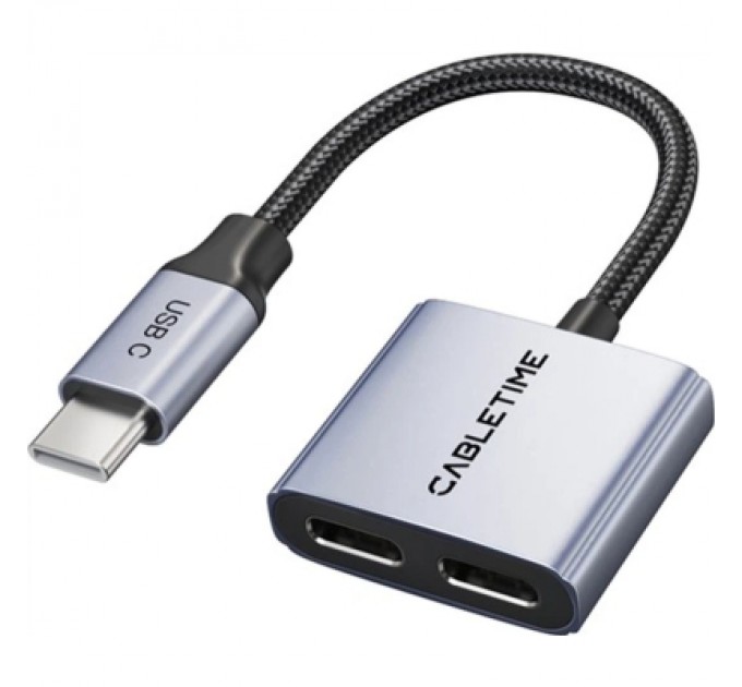 Cabletime Перехідник USB-C M to USB-C F Audio + USB-C F PD60W Cabletime (CA915781)