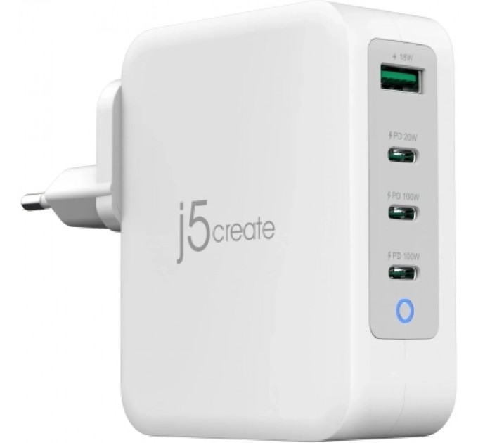 J5create Зарядний пристрій J5create 1xUSB + 3xUSB-C 130W GaN QC3.0/PD/PPS (JUP43130E-EN)