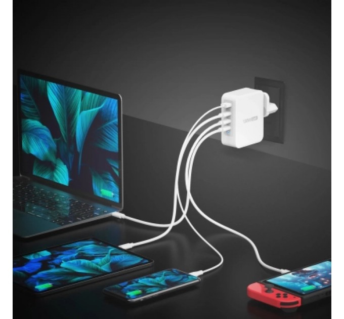 J5create Зарядний пристрій J5create 1xUSB + 3xUSB-C 130W GaN QC3.0/PD/PPS (JUP43130E-EN)