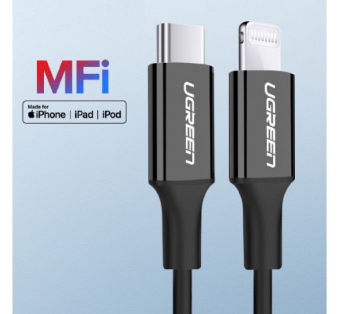 Ugreen Дата кабель USB-C to Lightning 1.0m US1713A Nickel Plating ABS Shell Black Ugreen (60751)