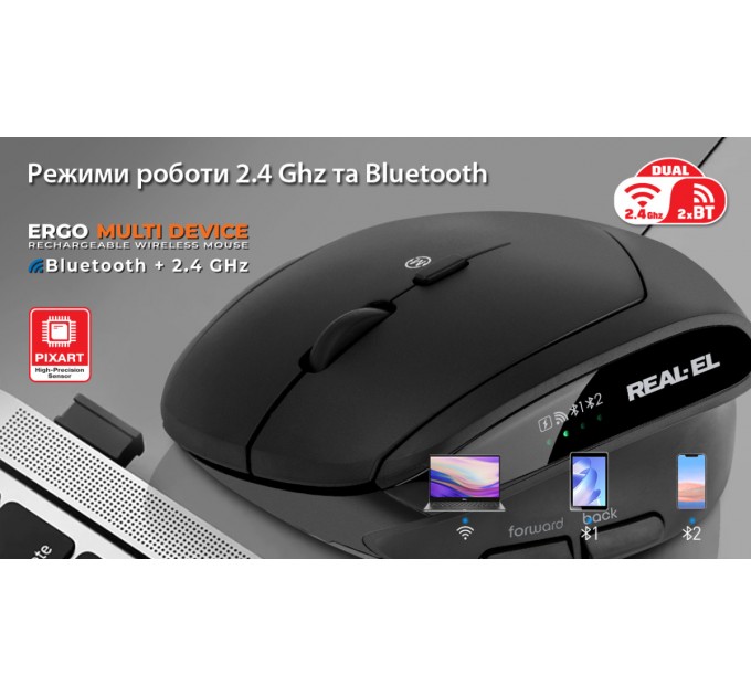 REAL-EL Миша бездротова REAL-EL RM-490W Black