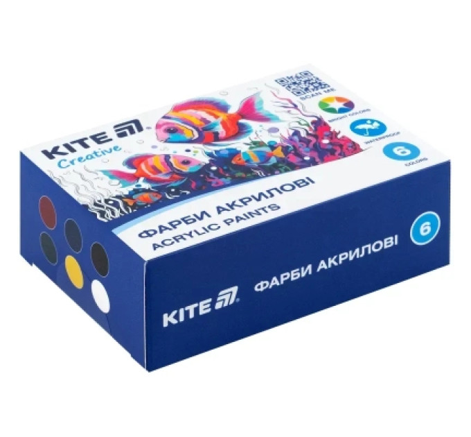 Kite Акрилові фарби Kite Creative 6 кольорів, 20 мл (K-271)